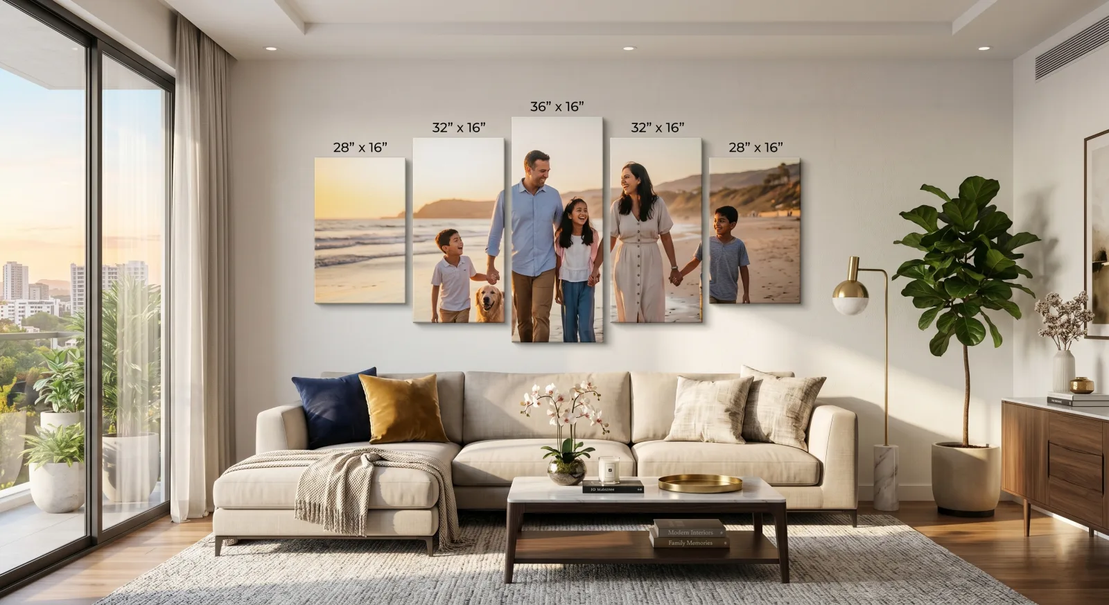 Custom photo split into 5 canvas panels | PrintPosters.in
