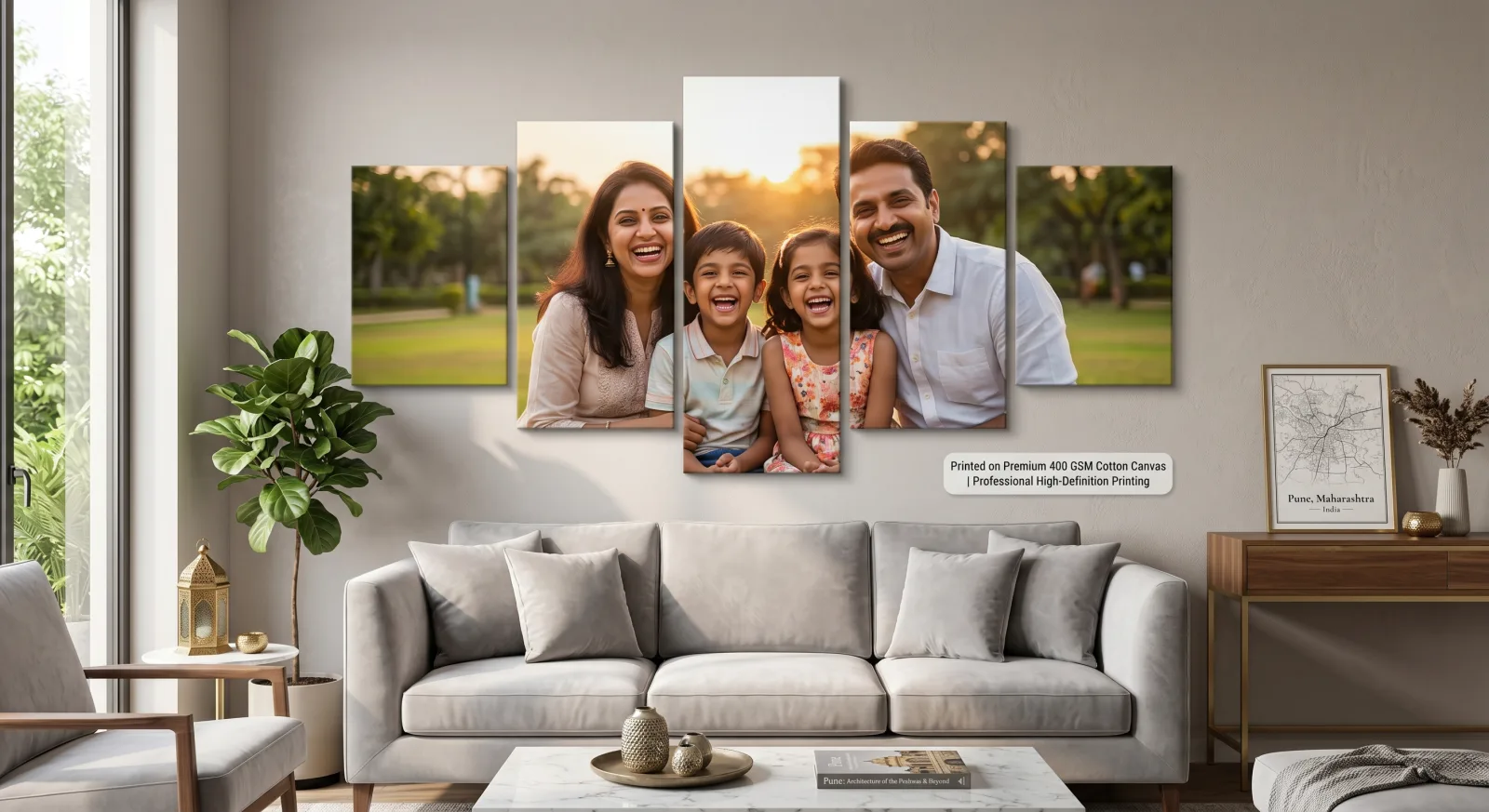 Diamond layout five-piece canvas feature wall | PrintPosters.in