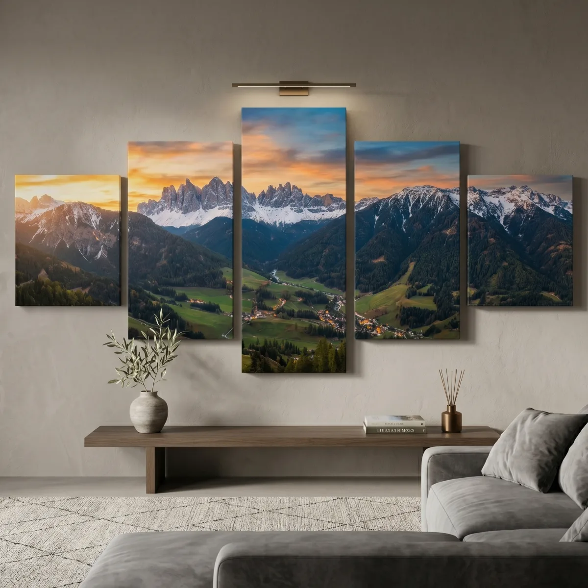Large 5 piece canvas above TV unit | PrintPosters.in
