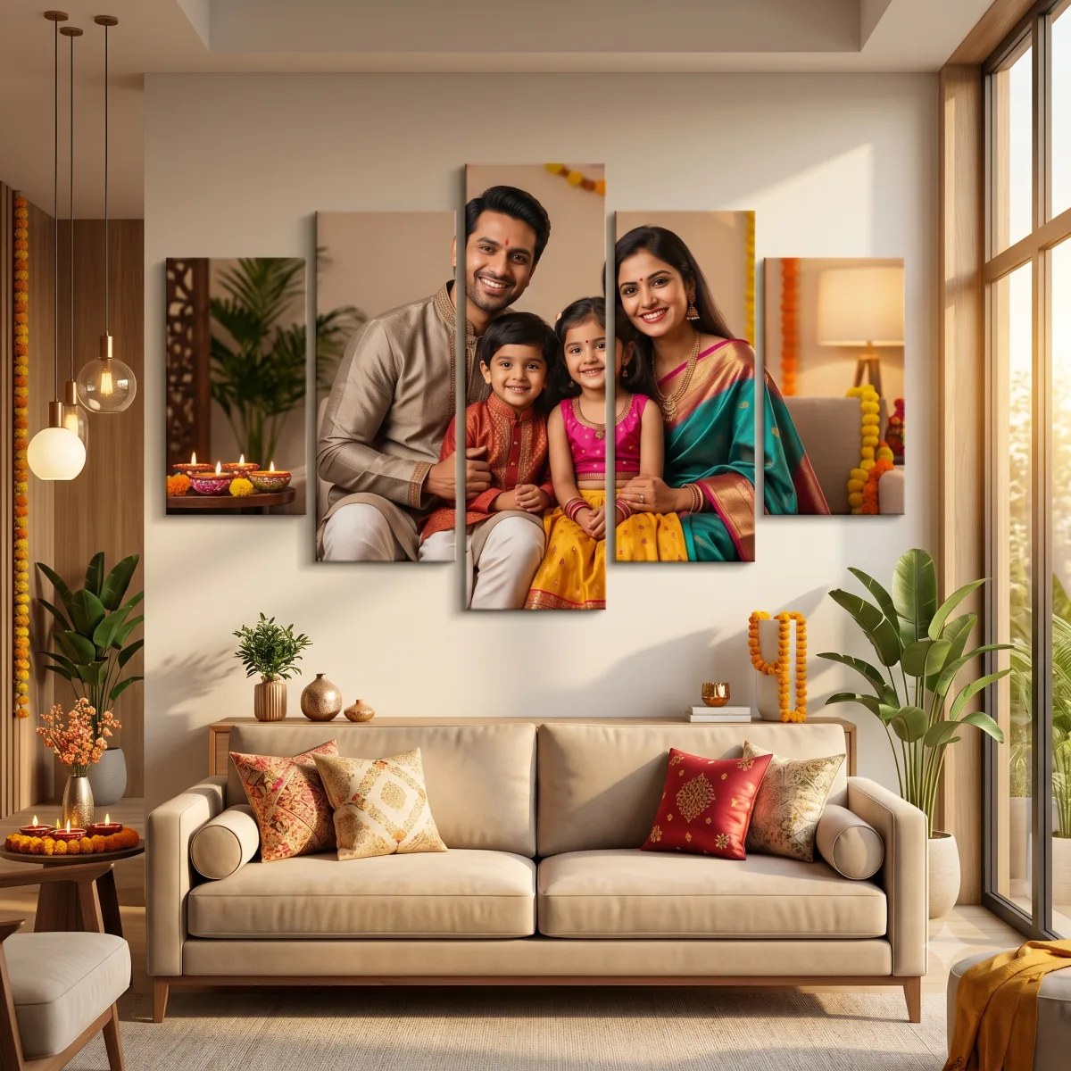 Large format five-panel canvas wall display | PrintPosters.in